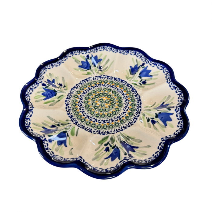 Platou pentru oua Tulip Fields, ceramica smaltuita, pictat manual, 24,0 cm [6]