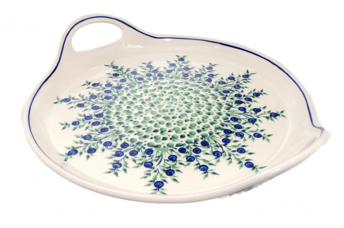 Platou rotund cu manere pentru servire Berries, ceramica smaltuita, pictat manual, 28,5 / 33,0 cm [3]