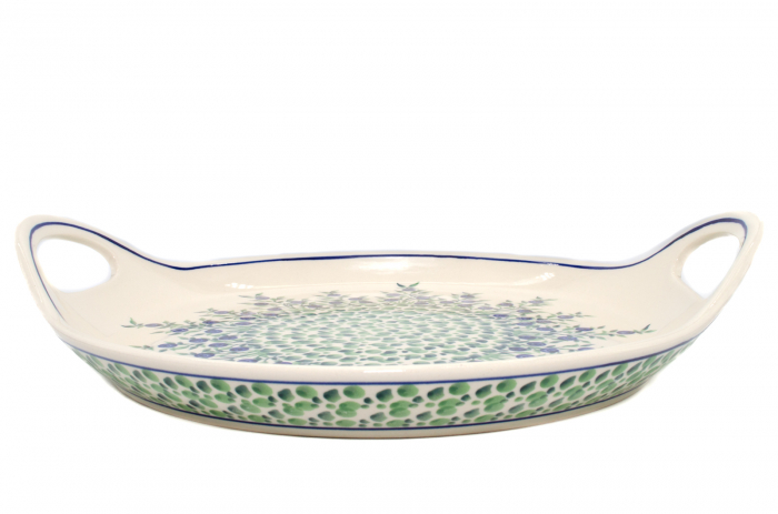 Platou rotund cu manere pentru servire Berries, ceramica smaltuita, pictat manual, 28,5 / 33,0 cm [5]