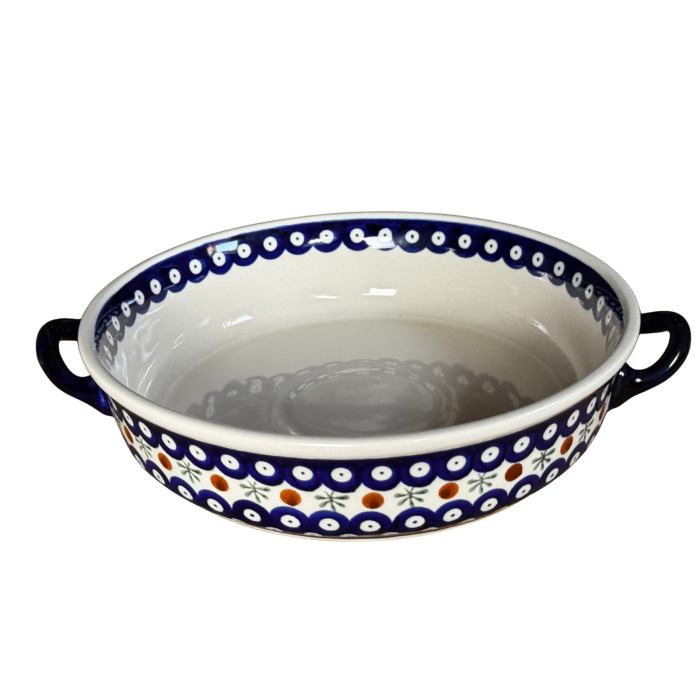 Platou rotund cu manere pentru servire Blue Eyes Festive, ceramica smaltuita, pictat manual, 31,5 x 6,7 cm, volum 1,7 L [4]