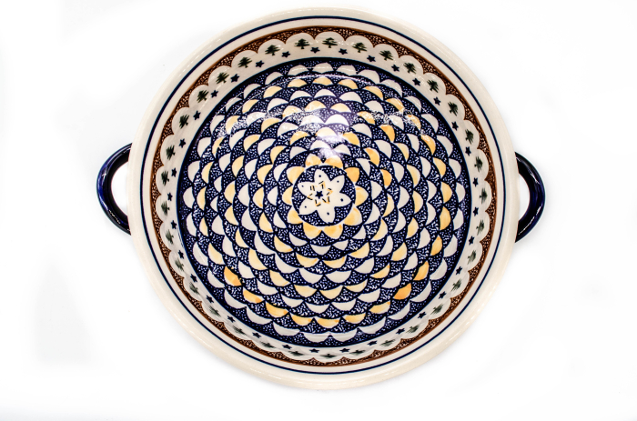 Platou rotund cu manere pentru servire Festive Season, ceramica smaltuita, pictat manual, 31,5 x 6,7 cm, volum 1,7 L [3]