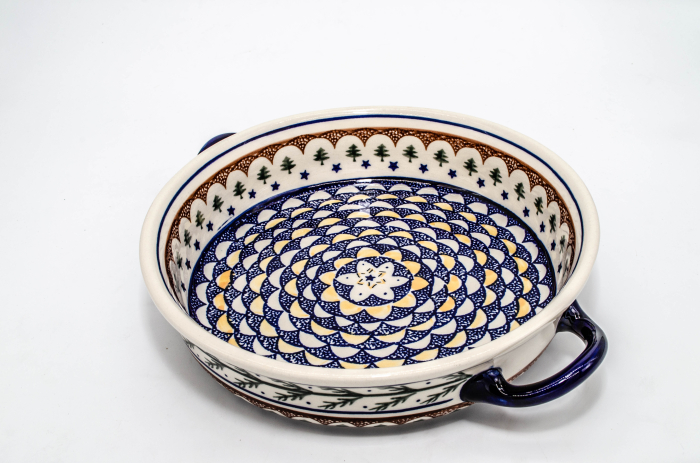 Platou rotund cu manere pentru servire Festive Season, ceramica smaltuita, pictat manual, 31,5 x 6,7 cm, volum 1,7 L [2]