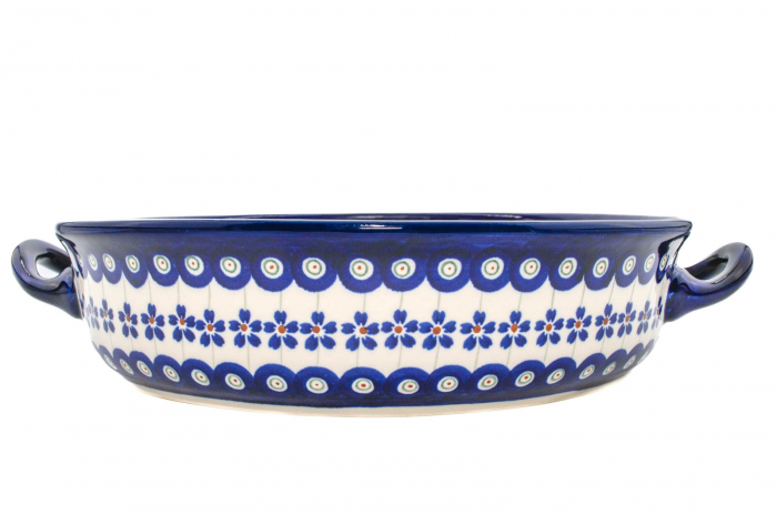 Platou rotund cu manere pentru servire Floral Peacock, ceramica smaltuita, pictat manual, 31,5 x 6,7 cm, volum 1,7 L [5]