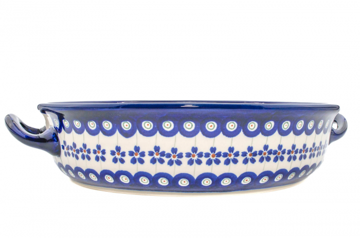 Platou rotund cu manere pentru servire Floral Peacock, ceramica smaltuita, pictat manual, 31,5 x 6,7 cm, volum 1,7 L [6]