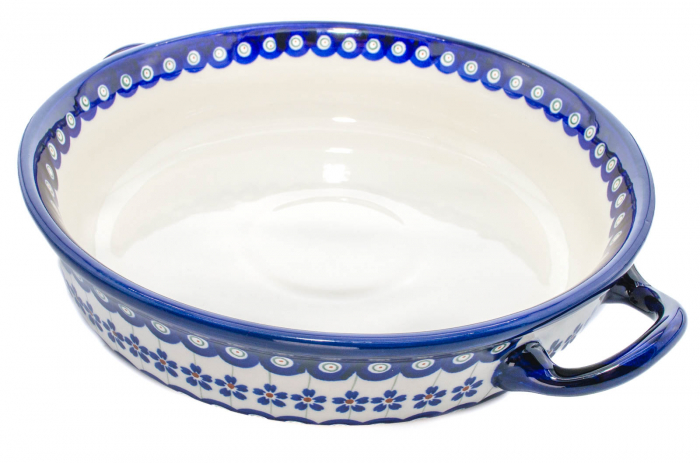 Platou rotund cu manere pentru servire Floral Peacock, ceramica smaltuita, pictat manual, 31,5 x 6,7 cm, volum 1,7 L [3]