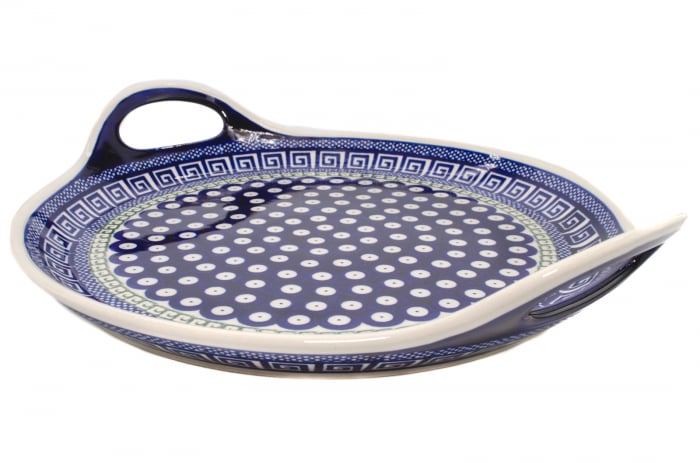 Platou rotund cu manere pentru servire Infinity, ceramica smaltuita, pictat manual, 28,5 / 33,0 cm [2]
