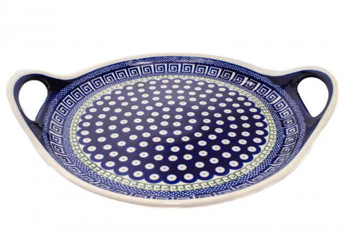 Platou rotund cu manere pentru servire Infinity, ceramica smaltuita, pictat manual, 28,5 / 33,0 cm [4]