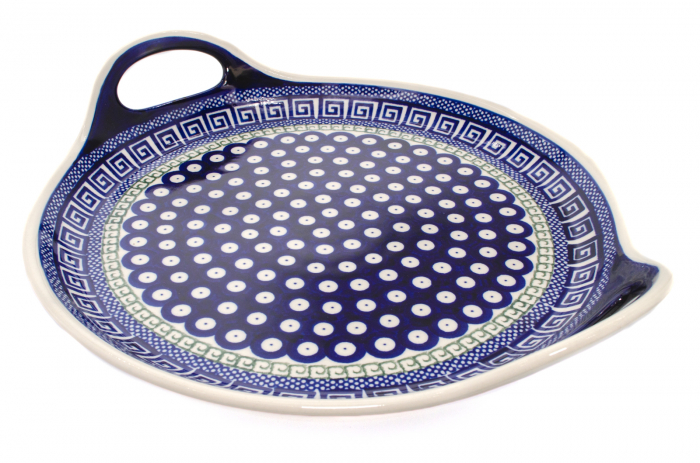 Platou rotund cu manere pentru servire Infinity, ceramica smaltuita, pictat manual, 28,5 / 33,0 cm [3]