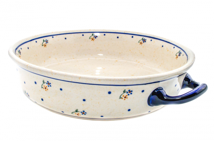 Platou rotund cu manere pentru servire Little Flowers, ceramica smaltuita, pictat manual, 31,5 x 6,7 cm, volum 1,7 L [5]