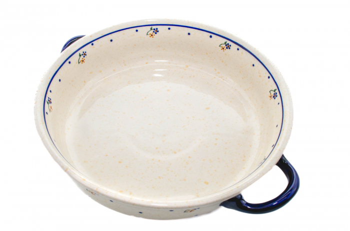 Platou rotund cu manere pentru servire Little Flowers, ceramica smaltuita, pictat manual, 31,5 x 6,7 cm, volum 1,7 L [6]