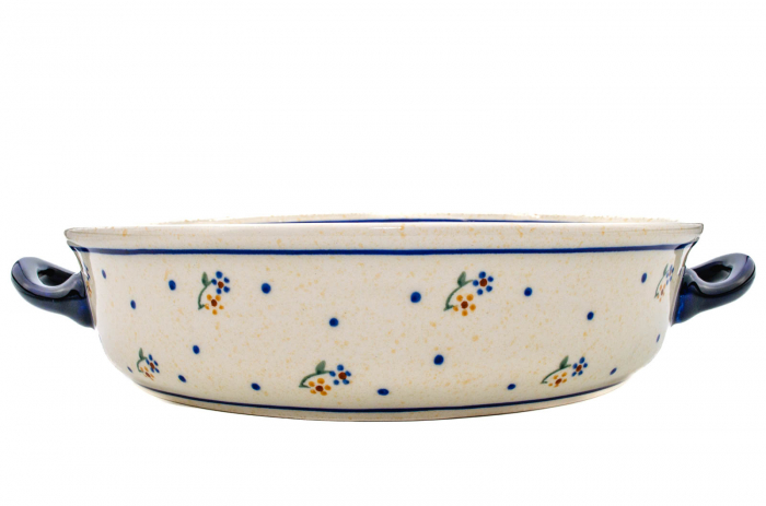 Platou rotund cu manere pentru servire Little Flowers, ceramica smaltuita, pictat manual, 31,5 x 6,7 cm, volum 1,7 L [2]
