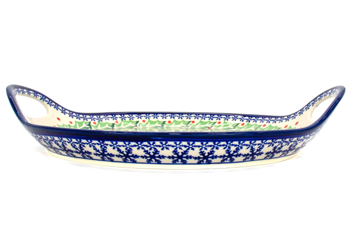 Platou rotund cu manere pentru servire Mistletoe, ceramica smaltuita, pictat manual, 28,5 / 33,0 cm [5]