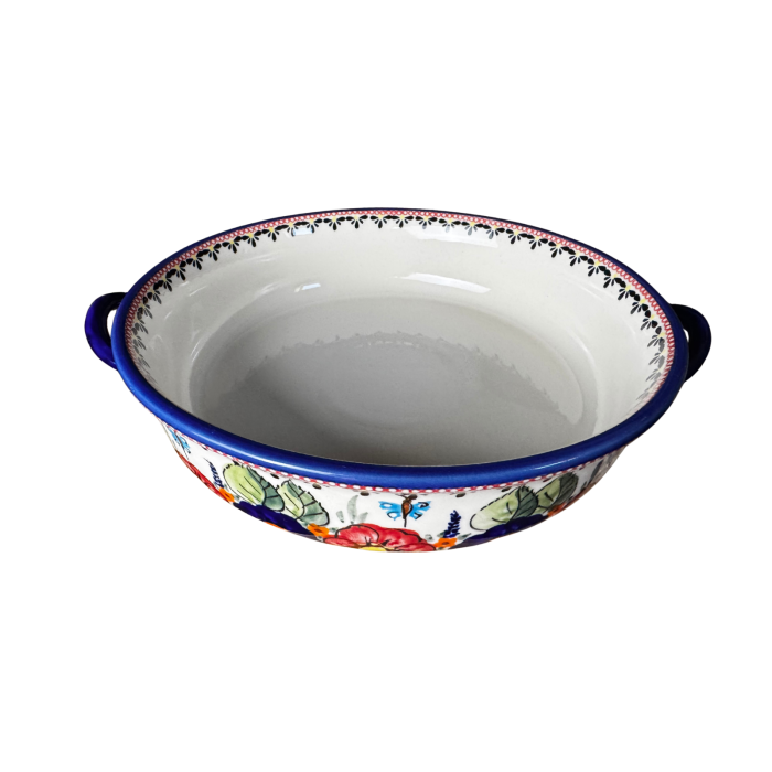 Platou rotund cu manere pentru servire Poppy Fountain, ceramica smaltuita, pictat manual [7]