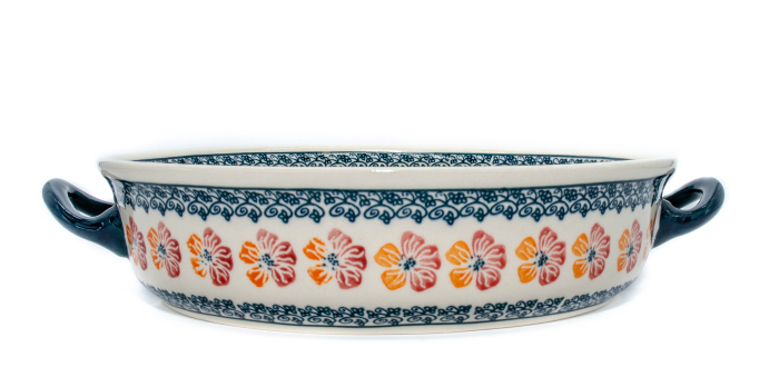 Platou rotund cu manere pentru servire Poppy Rain, ceramica smaltuita, pictat manual, 31,5 x 6,7 cm, volum 1,7 L [4]