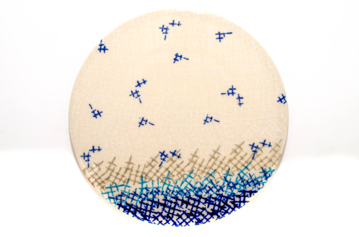 Platou rotund pentru branzeturi, Day and Night, ceramica smaltuita, pictat manual, 16,1 cm [2]