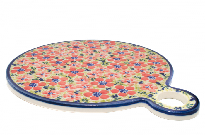 Platou rotund pentru branzeturi Fire Poppies, ceramica smaltuita, pictat manual, 22,8 cm [3]