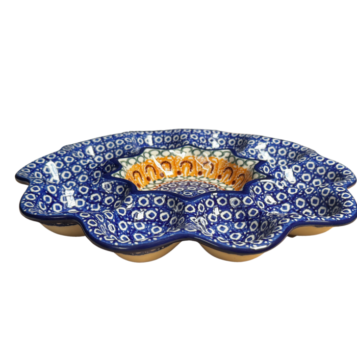 Platou rotund pentru oua Morning Sunrise , ceramica smaltuita, pictat manual [3]