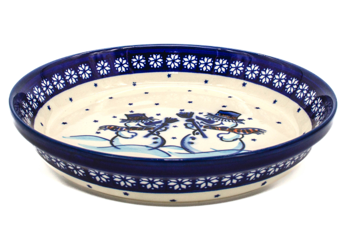 Platou rotund Snowman Pair, ceramica smaltuita, pictat manual, 24,5 cm, volum 1,2 L [4]