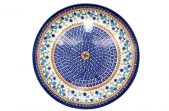 Platou tort Basket of Blue, ceramica smaltuita, pictata manual, 33,0 cm [5]