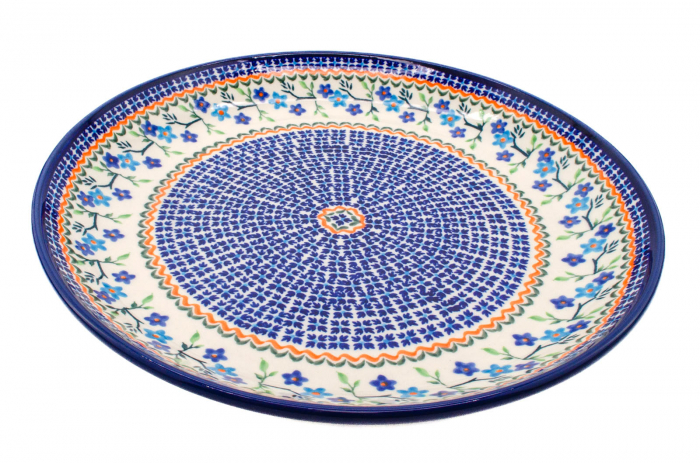 Platou tort Basket of Blue, ceramica smaltuita, pictata manual, 33,0 cm [3]