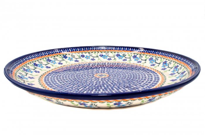 Platou tort Basket of Blue, ceramica smaltuita, pictata manual, 33,0 cm [2]