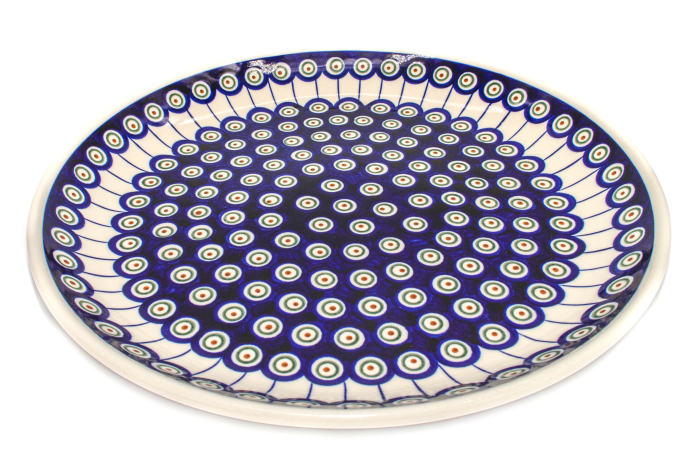 Platou tort Peacock Eyes, ceramica smaltuita, pictata manual, 33,0 cm [2]