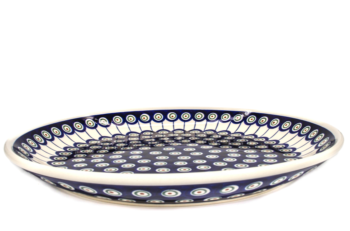 Platou tort Peacock Eyes, ceramica smaltuita, pictata manual, 33,0 cm [6]