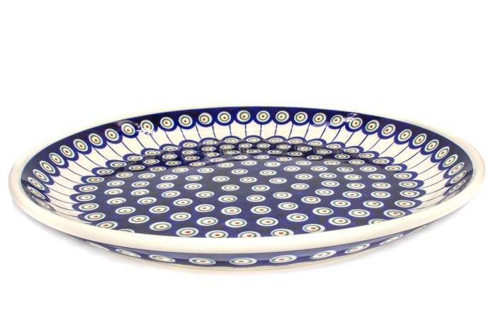 Platou tort Peacock Eyes, ceramica smaltuita, pictata manual, 33,0 cm [5]