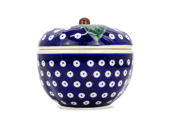 Bomboniera / Recipient cu capac in forma de mar Blue Eyes, ceramica smaltuita, pictat manual, 12,1 x 12,5 cm [5]