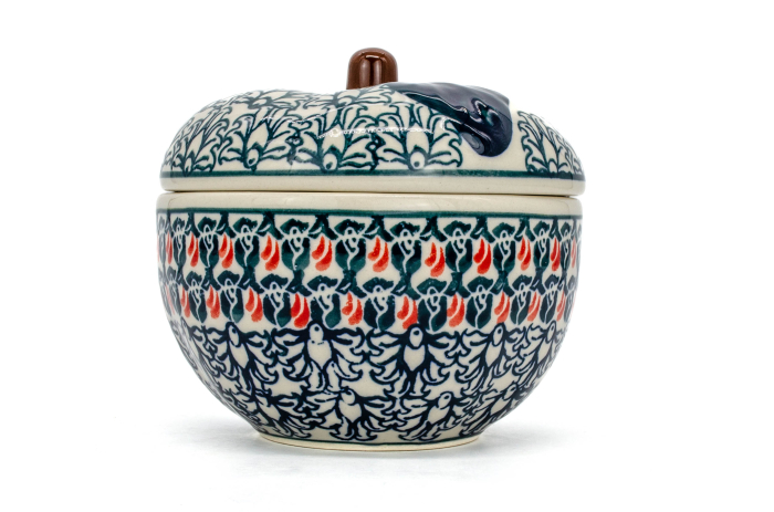 Bomboniera / Recipient cu capac in forma de mar Flower Bed, ceramica smaltuita, pictat manual, 12,1 x 12,5cm [2]
