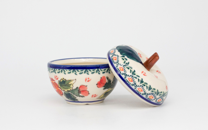 Recipient cu capac in forma de mar Roses, ceramica smaltuita, pictat manual, 9,2 x  8,7 cm [3]