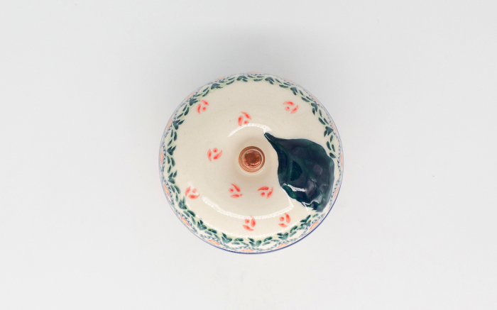 Recipient cu capac in forma de mar Roses, ceramica smaltuita, pictat manual, 9,2 x  8,7 cm [5]