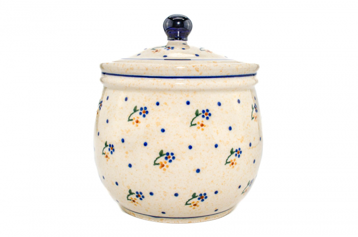 Recipient depozitare cu capac Little Flowers, ceramica smaltuita, pictat manual, 17,0 x 14,5 cm [3]