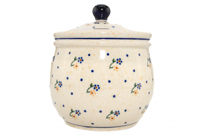 Recipient depozitare cu capac Little Flowers, ceramica smaltuita, pictat manual, 17,0 x 14,5 cm [4]