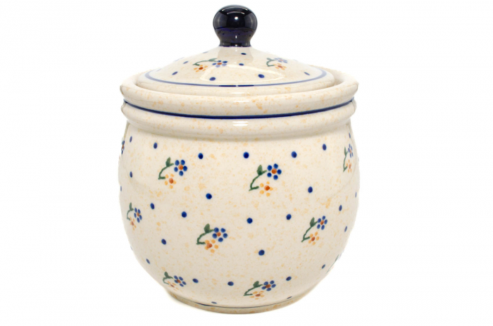 Recipient depozitare cu capac Little Flowers, ceramica smaltuita, pictat manual, 17,0 x 14,5 cm [2]