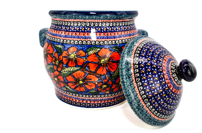 Recipient depozitare cu capac Poppy Bouquet, ceramica smaltuita, pictat manual, volum 5 L [2]