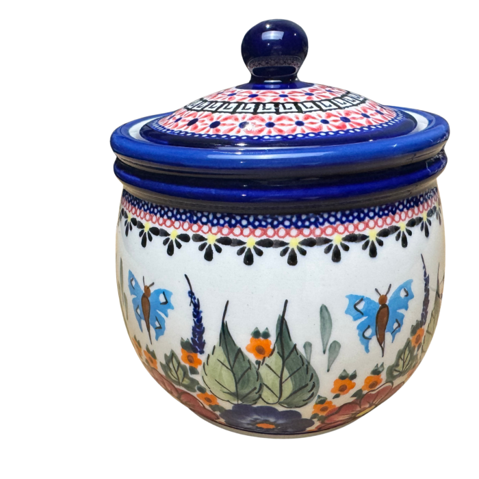 Recipient depozitare cu capac Poppy Fountain ceramica smaltuita, pictat manual,14,5 cm, volum 1 L [7]