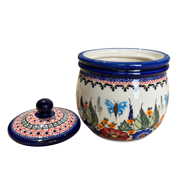 Recipient depozitare cu capac Poppy Fountain ceramica smaltuita, pictat manual,14,5 cm, volum 1 L [6]