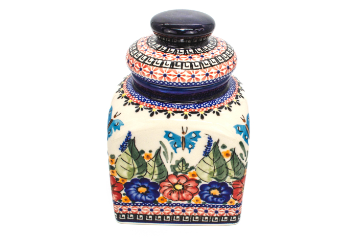 Recipient depozitare cu capac Poppy Fountain, ceramica smaltuita, pictat manual, 20,0 x 12,0 cm [2]