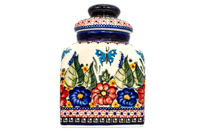 Recipient depozitare cu capac Poppy Fountain, ceramica smaltuita, pictat manual, 20,0 x 12,0 cm [4]