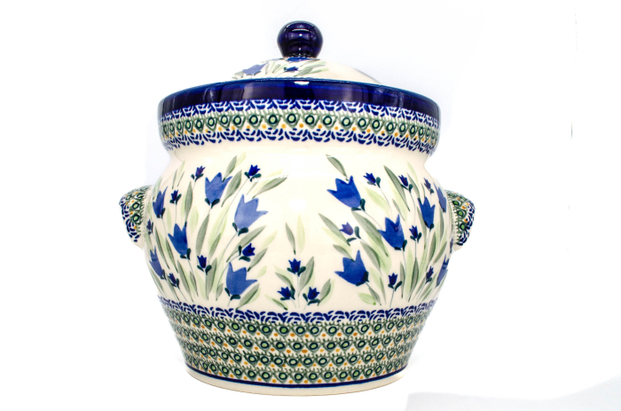 Recipient depozitare cu capac Tulip Fields, ceramica smaltuita, pictat manual, volum 4 L [2]