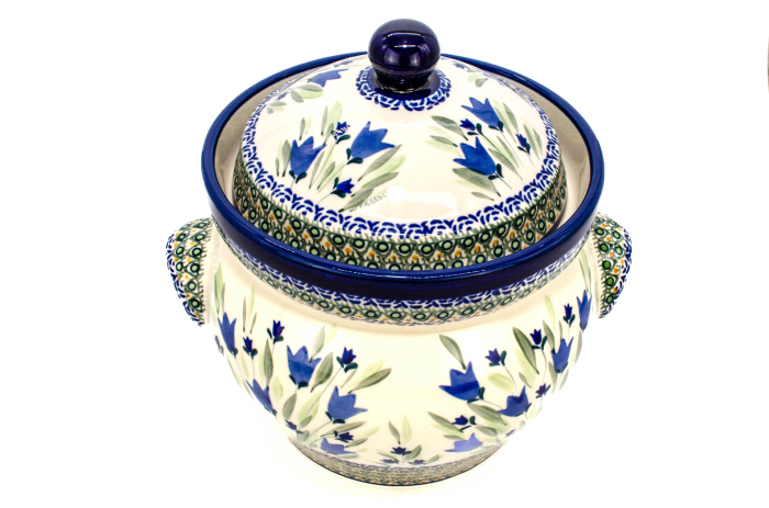 Recipient depozitare cu capac Tulip Fields, ceramica smaltuita, pictat manual, volum 4 L [4]