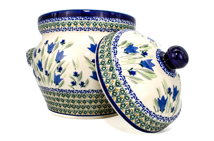 Recipient depozitare cu capac Tulip Fields, ceramica smaltuita, pictat manual, volum 4 L [3]