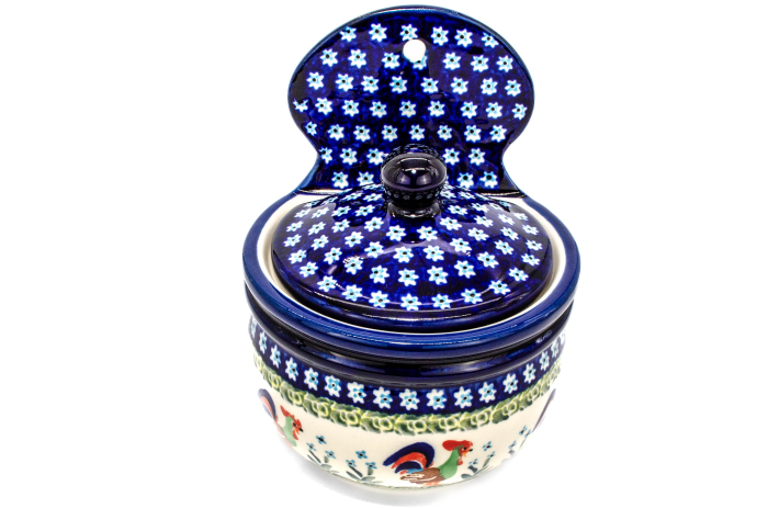 Recipient depozitare cu capac Vintage Rooster ceramica smaltuita, pictat manual,13,6 cm, volum 700 ml [4]