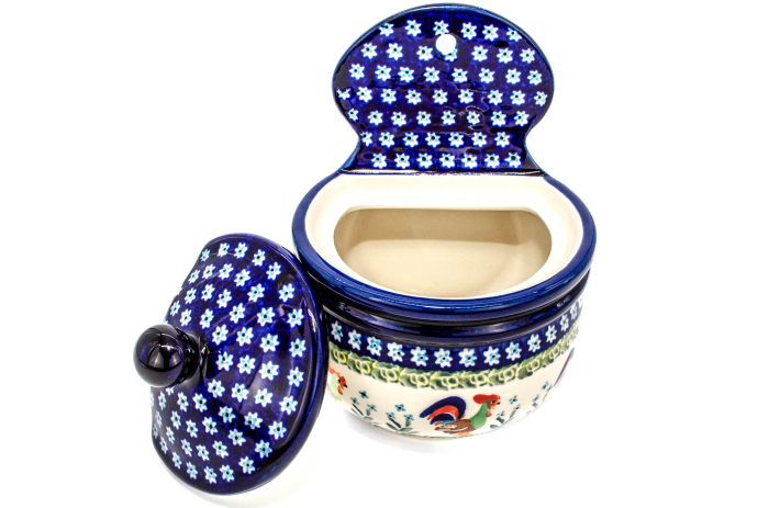 Recipient depozitare cu capac Vintage Rooster ceramica smaltuita, pictat manual,13,6 cm, volum 700 ml [3]