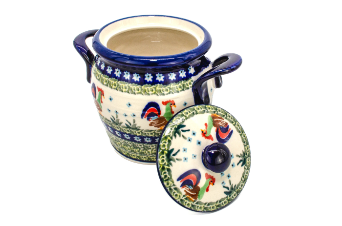 Recipient depozitare cu capac Vintage Rooster, ceramica smaltuita, pictat manual, 15,2 x 17,8 cm [2]