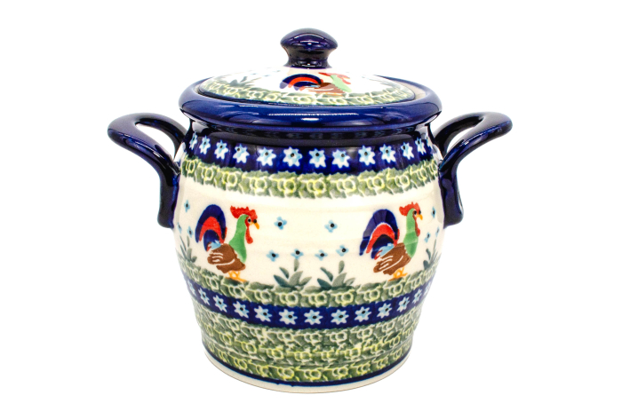 Recipient depozitare cu capac Vintage Rooster, ceramica smaltuita, pictat manual, 15,2 x 17,8 cm [3]