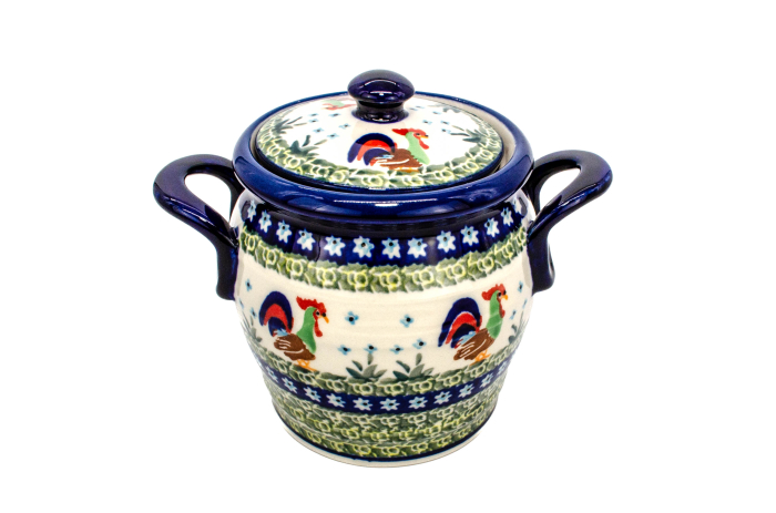 Recipient depozitare cu capac Vintage Rooster, ceramica smaltuita, pictat manual, 15,2 x 17,8 cm [4]