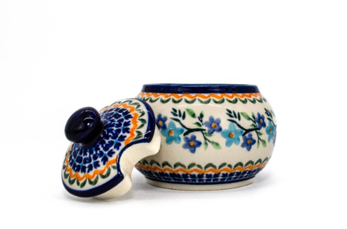 Recipient pentru zahar Basket of Blue, ceramica smaltuita, pictat manual, 300 ml [2]