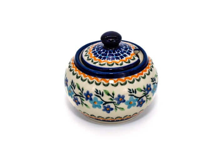 Recipient pentru zahar Basket of Blue, ceramica smaltuita, pictat manual, 300 ml [3]